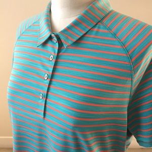 adidas Women's Golf Polo Shirt, Turquoise & Coral